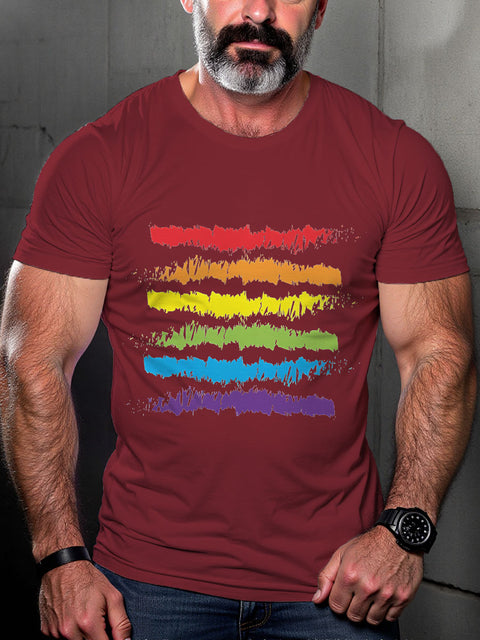 LGBT Gay Pride Rainbow Color Flag Print Casual T-shirt