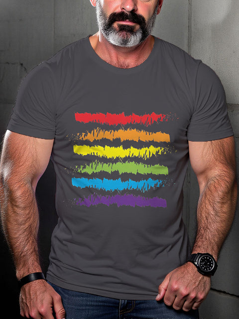 LGBT Gay Pride Rainbow Color Flag Print Casual T-shirt