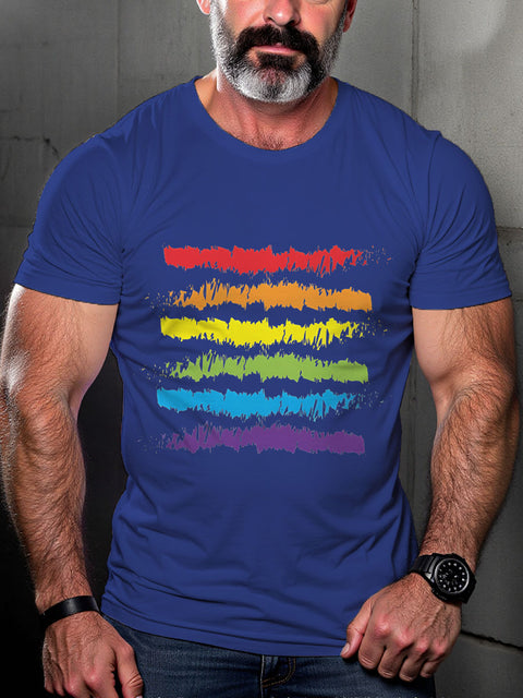 LGBT Gay Pride Rainbow Color Flag Print Casual T-shirt
