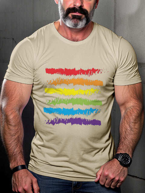 LGBT Gay Pride Rainbow Color Flag Print Casual T-shirt