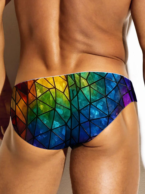 Men's Rainbow Gradient Art Print Casual Underwear