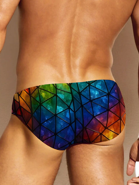 Men's Rainbow Gradient Art Print Casual Underwear