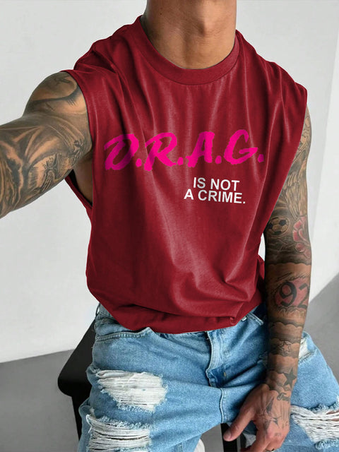 Men's Retro Pride LGBT Pride Drag Is Not A Crime Equality Human Rights Print Casual Wide Shoulder Vest