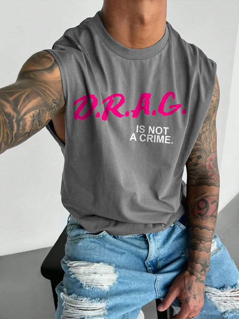 Men's Retro Pride LGBT Pride Drag Is Not A Crime Equality Human Rights Print Casual Wide Shoulder Vest