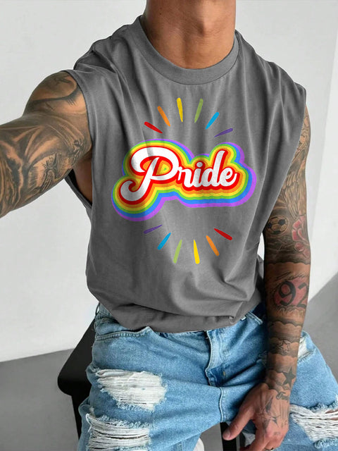 Men's Rainbow Pride Month Parade Print Casual Wide Shoulder Vest