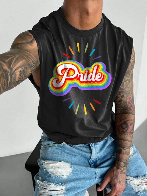Men's Rainbow Pride Month Parade Print Casual Wide Shoulder Vest