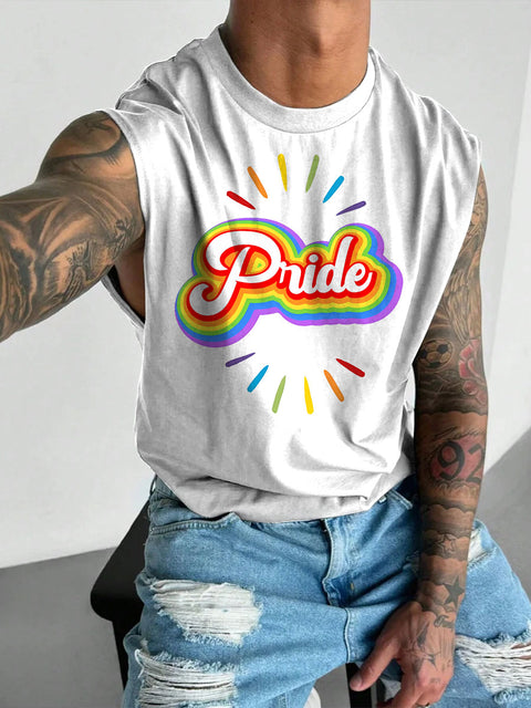 Men's Rainbow Pride Month Parade Print Casual Wide Shoulder Vest