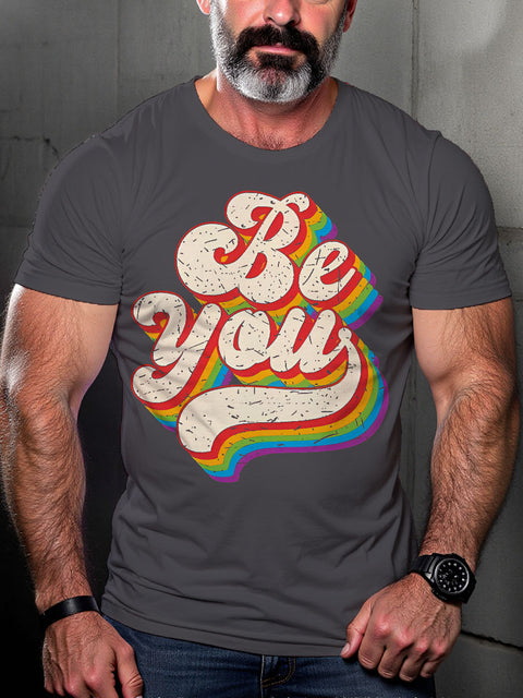 LGBT Be You Pride Month Rainbow Pride Print Casual T-shirt