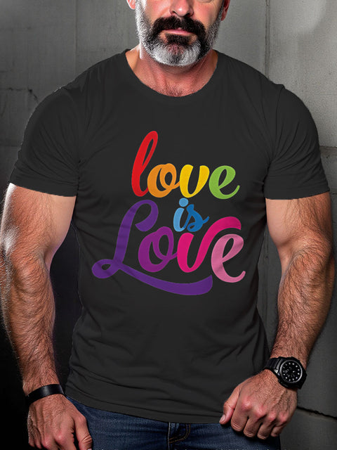 LGBT Lesbian Gay Love Is Love Rainbow Pride Print Casual T-shirt