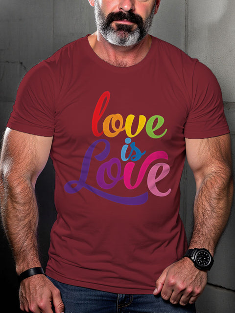 LGBT Lesbian Gay Love Is Love Rainbow Pride Print Casual T-shirt
