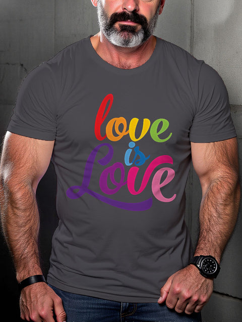 LGBT Lesbian Gay Love Is Love Rainbow Pride Print Casual T-shirt