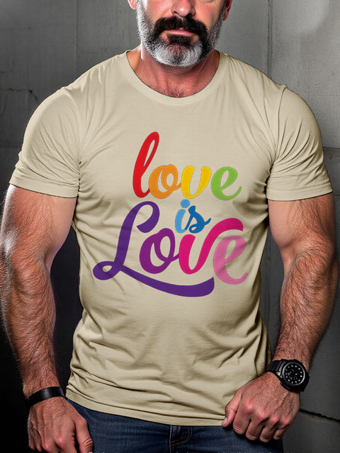 LGBT Lesbian Gay Love Is Love Rainbow Pride Print Casual T-shirt