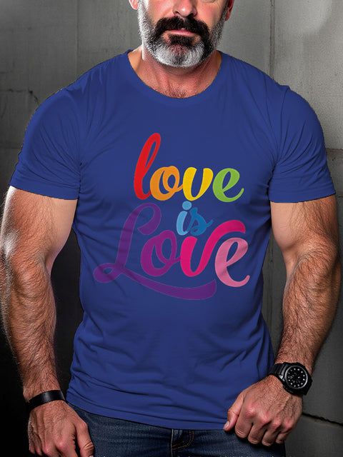 LGBT Lesbian Gay Love Is Love Rainbow Pride Print Casual T-shirt