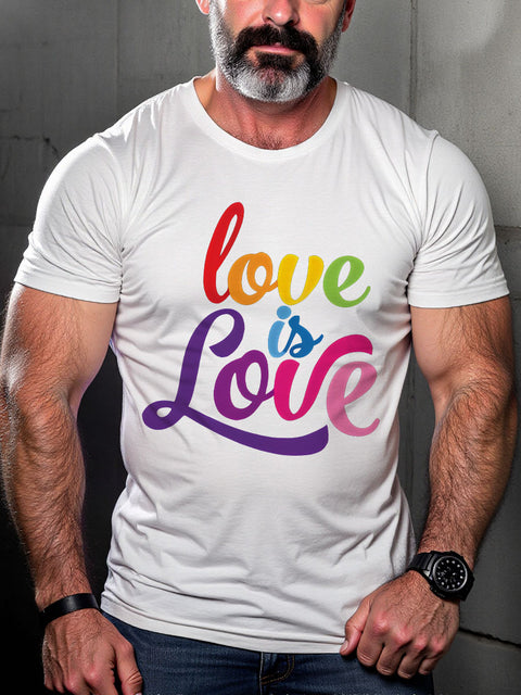 LGBT Lesbian Gay Love Is Love Rainbow Pride Print Casual T-shirt