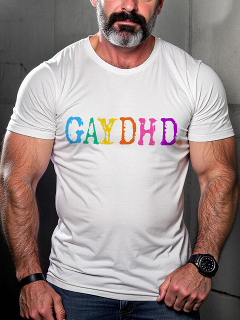 LGBT GAYDHD Funny Rainbow Pride Print Casual T-shirt