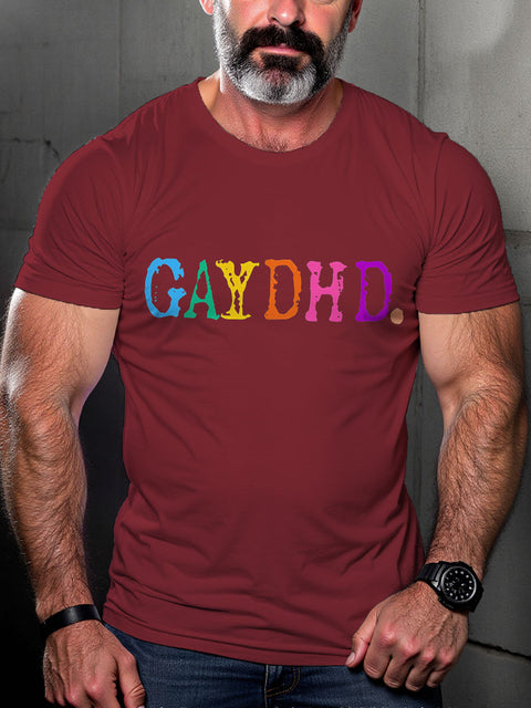 LGBT GAYDHD Funny Rainbow Pride Print Casual T-shirt