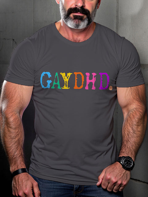 LGBT GAYDHD Funny Rainbow Pride Print Casual T-shirt