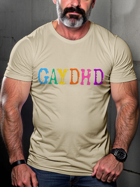 LGBT GAYDHD Funny Rainbow Pride Print Casual T-shirt