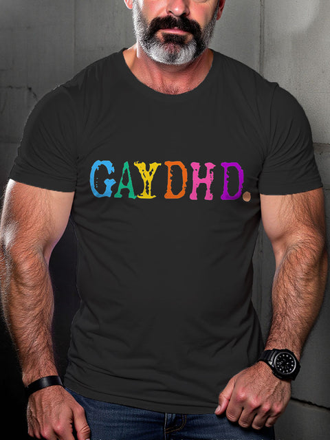 LGBT GAYDHD Funny Rainbow Pride Print Casual T-shirt