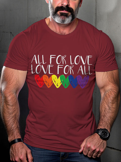 LGBT All for Love Love for All Rainbow Pride Print Casual T-shirt