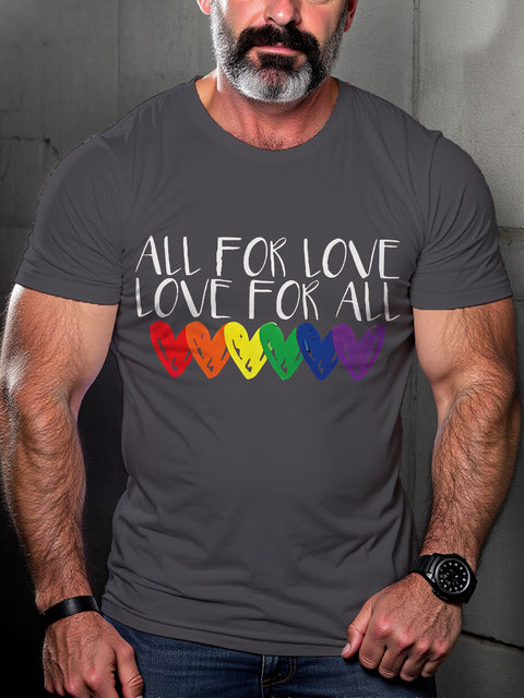 LGBT All for Love Love for All Rainbow Pride Print Casual T-shirt