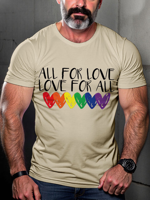 LGBT All for Love Love for All Rainbow Pride Print Casual T-shirt