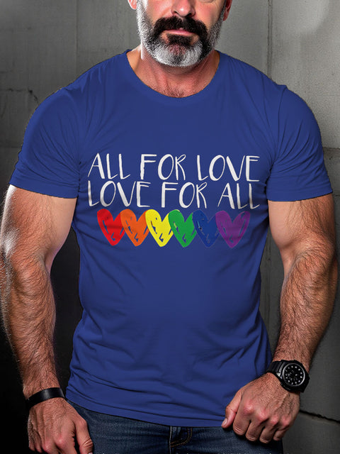 LGBT All for Love Love for All Rainbow Pride Print Casual T-shirt