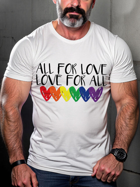 LGBT All for Love Love for All Rainbow Pride Print Casual T-shirt