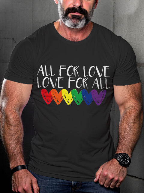 LGBT All for Love Love for All Rainbow Pride Print Casual T-shirt