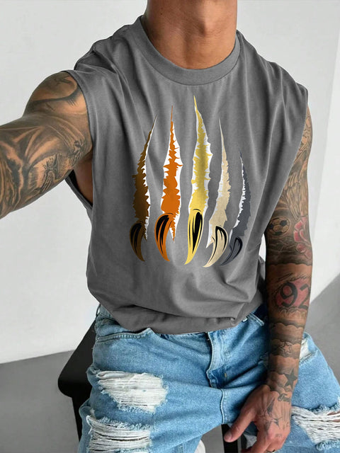 Men's LGBT Bear Brotherhood Pride Bear Claw Flag Print Casual Wide Shoulder Vest