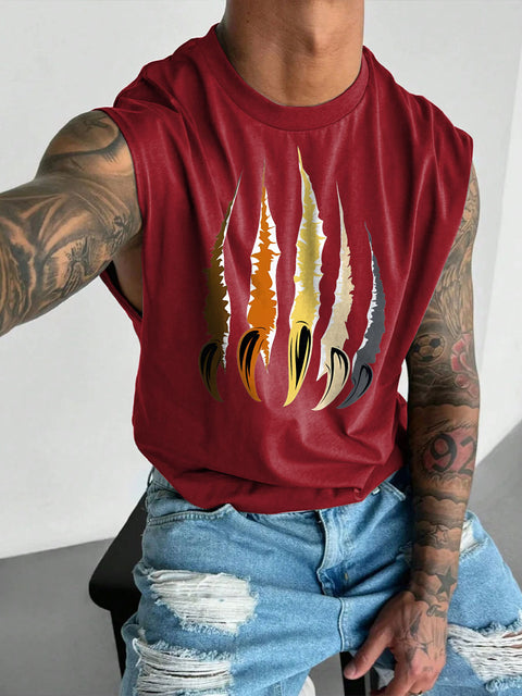 Men's LGBT Bear Brotherhood Pride Bear Claw Flag Print Casual Wide Shoulder Vest