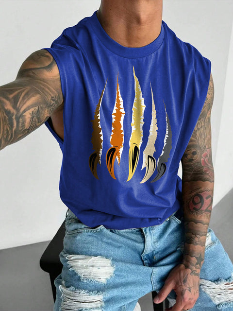Men's LGBT Bear Brotherhood Pride Bear Claw Flag Print Casual Wide Shoulder Vest