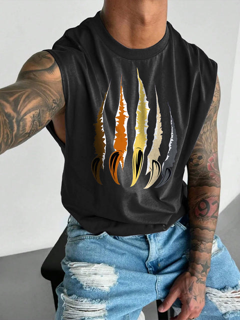 Men's LGBT Bear Brotherhood Pride Bear Claw Flag Print Casual Wide Shoulder Vest