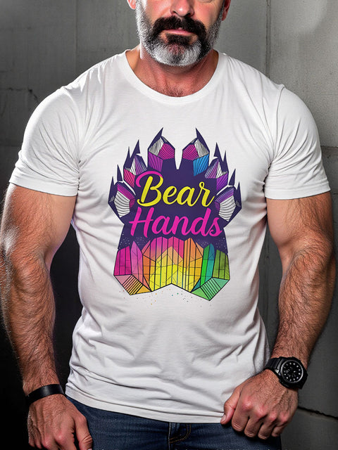 LGBT Gay Bear Daddy Gay Muscle Pride Print Casual T-shirt