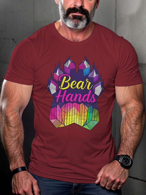 LGBT Gay Bear Daddy Gay Muscle Pride Print Casual T-shirt