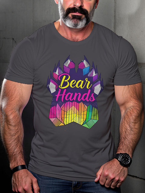 LGBT Gay Bear Daddy Gay Muscle Pride Print Casual T-shirt