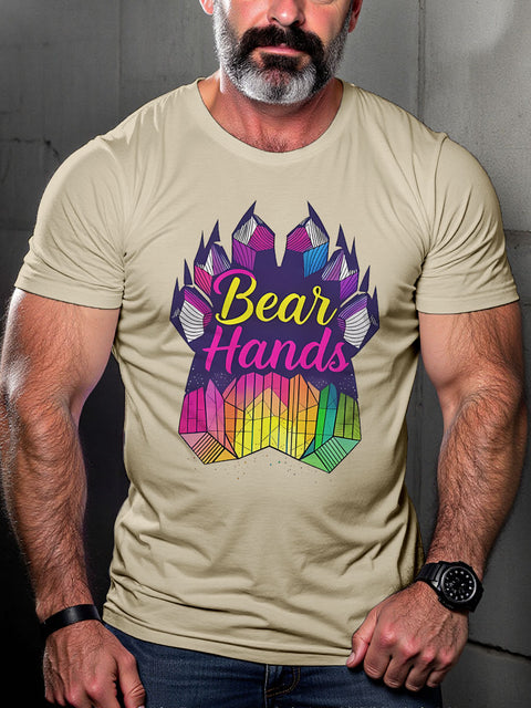 LGBT Gay Bear Daddy Gay Muscle Pride Print Casual T-shirt