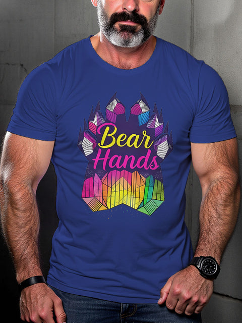 LGBT Gay Bear Daddy Gay Muscle Pride Print Casual T-shirt
