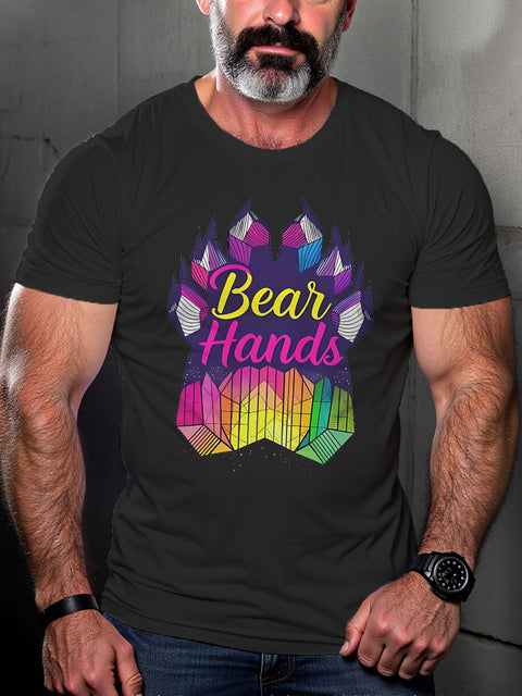 LGBT Gay Bear Daddy Gay Muscle Pride Print Casual T-shirt