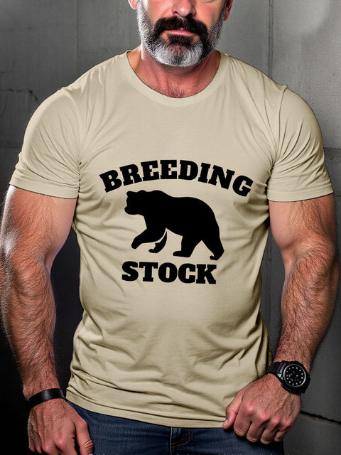 LGBT Breeding Stock Funny Gay Bear Pride Print Casual T-shirt