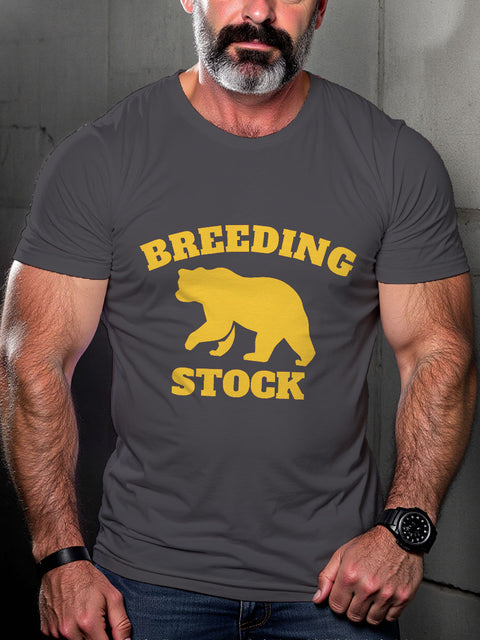 LGBT Breeding Stock Funny Gay Bear Pride Print Casual T-shirt