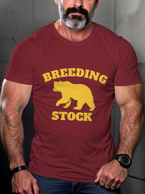 LGBT Breeding Stock Funny Gay Bear Pride Print Casual T-shirt