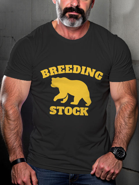 LGBT Breeding Stock Funny Gay Bear Pride Print Casual T-shirt