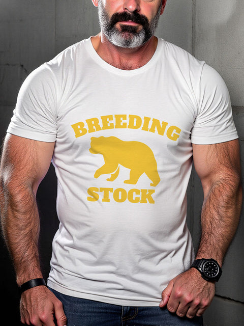 LGBT Breeding Stock Funny Gay Bear Pride Print Casual T-shirt