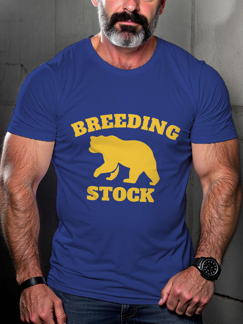 LGBT Breeding Stock Funny Gay Bear Pride Print Casual T-shirt