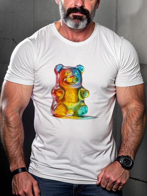 LGBT Gay Bear Vibrant Gummy Bear Pride Print Casual T-shirt