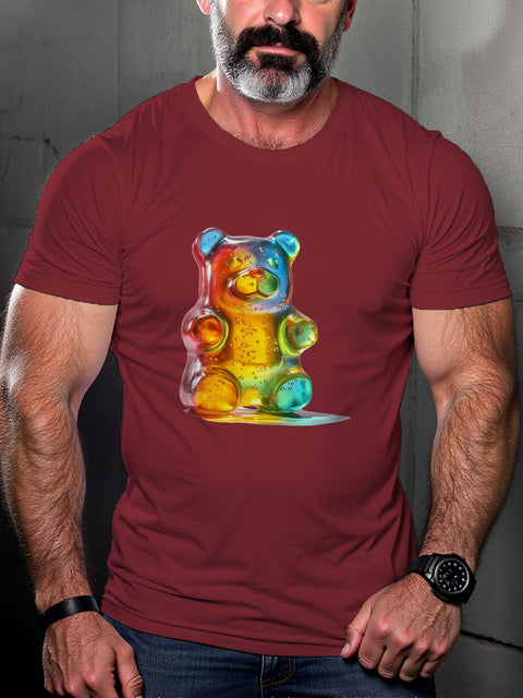 LGBT Gay Bear Vibrant Gummy Bear Pride Print Casual T-shirt