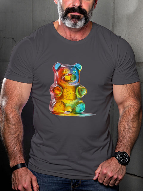 LGBT Gay Bear Vibrant Gummy Bear Pride Print Casual T-shirt