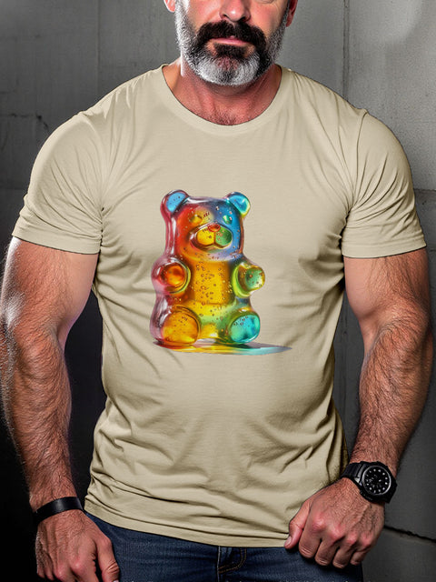 LGBT Gay Bear Vibrant Gummy Bear Pride Print Casual T-shirt