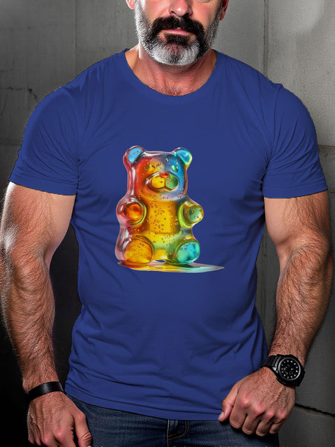 LGBT Gay Bear Vibrant Gummy Bear Pride Print Casual T-shirt